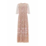 Needle and Thread Rococo Ribbon Round Neck Gown in Wheat