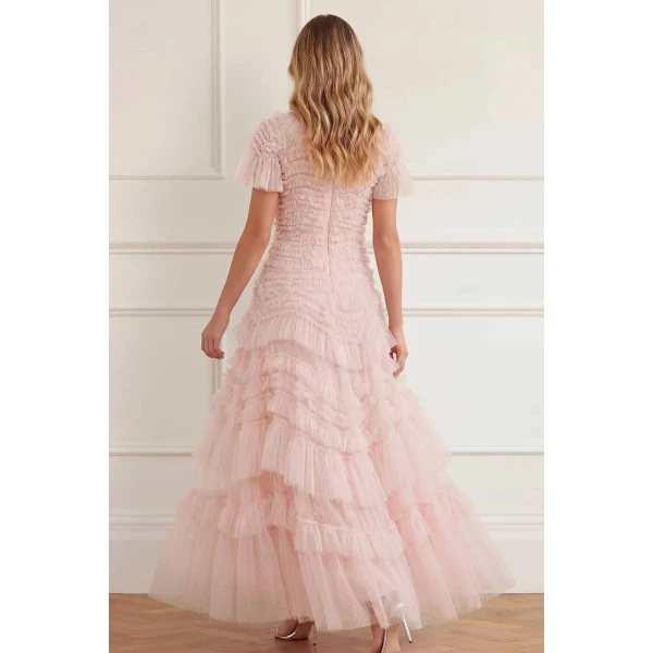 Needle and Thread Wild Rose Short Sleeve Gown in Dusk Pink/Cream, view 4