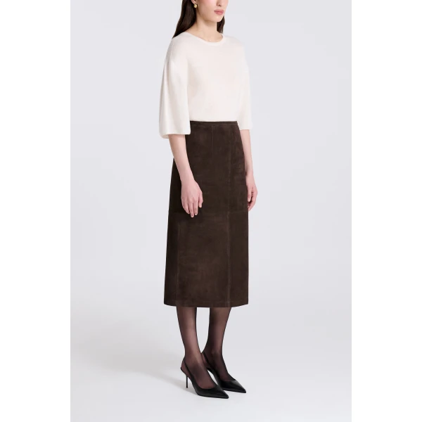 Nour Hammour Alana in Mocha Suede Skirt, view 3