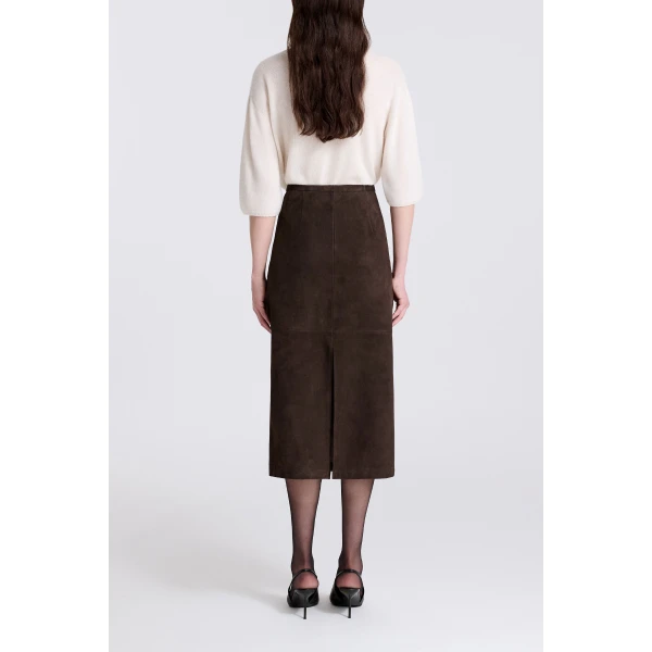 Nour Hammour Alana in Mocha Suede Skirt, view 4
