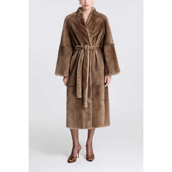 Nour Hammour Davos in Mink Toffee Coat, view 2