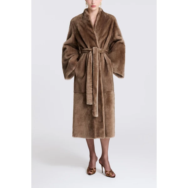 Nour Hammour Davos in Mink Toffee Coat, view 3