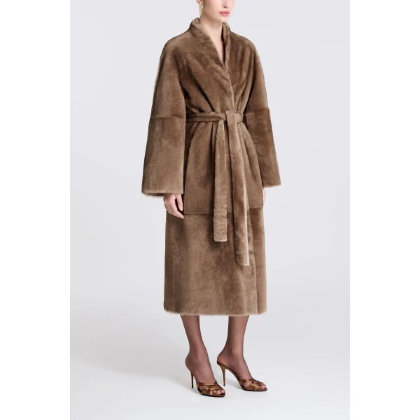 Nour Hammour Davos in Mink Toffee Coat, view 4