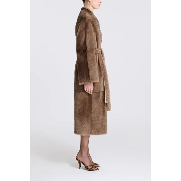 Nour Hammour Davos in Mink Toffee Coat, view 5