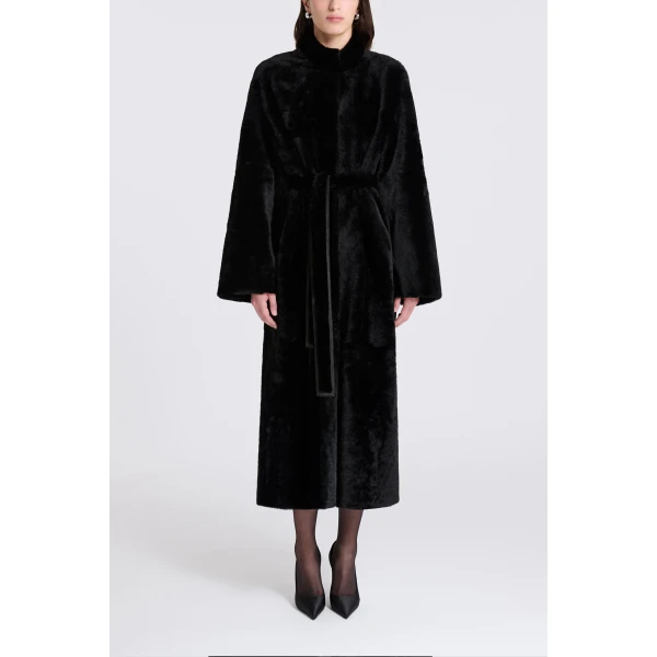 Nour Hammour Grace in Black Merinos Coat, view 2