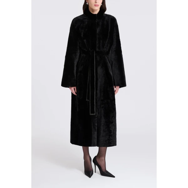 Nour Hammour Grace in Black Merinos Coat, view 3