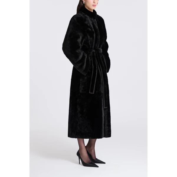 Nour Hammour Grace in Black Merinos Coat, view 4