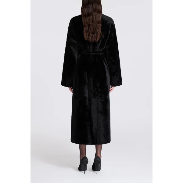 Nour Hammour Grace in Black Merinos Coat, view 5