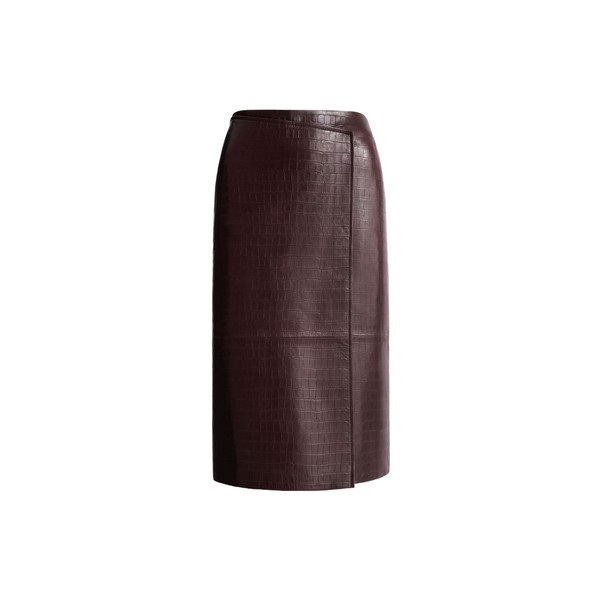 Nour Hammour Origami in Dark Brown Croco Skirt
