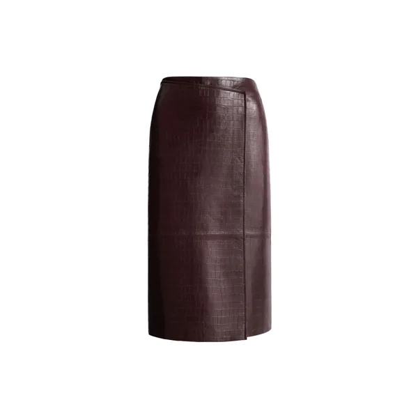 Nour Hammour Origami in Dark Brown Croco Skirt