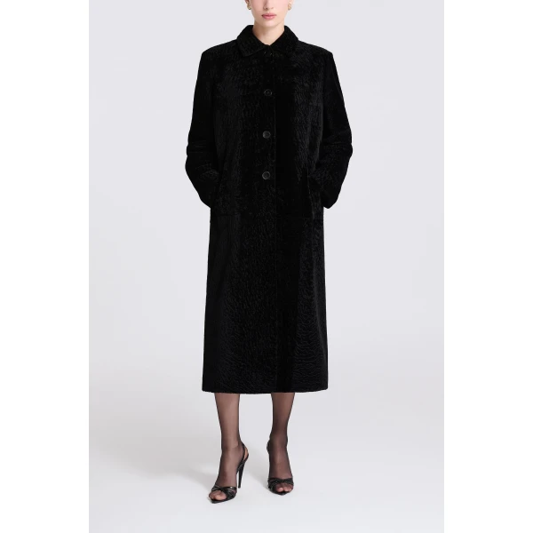 Nour Hammour Paloma in Black Astrakhan Coat, view 3