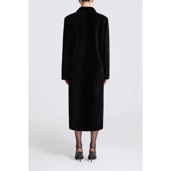 Nour Hammour Paloma in Black Astrakhan Coat, view 5