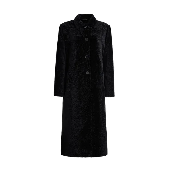 Nour Hammour Paloma in Black Astrakhan Coat
