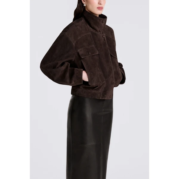 Nour Hammour Quincy in Mocha Suede Jacket, view 4