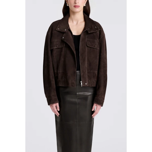 Nour Hammour Quincy in Mocha Suede Jacket, view 6