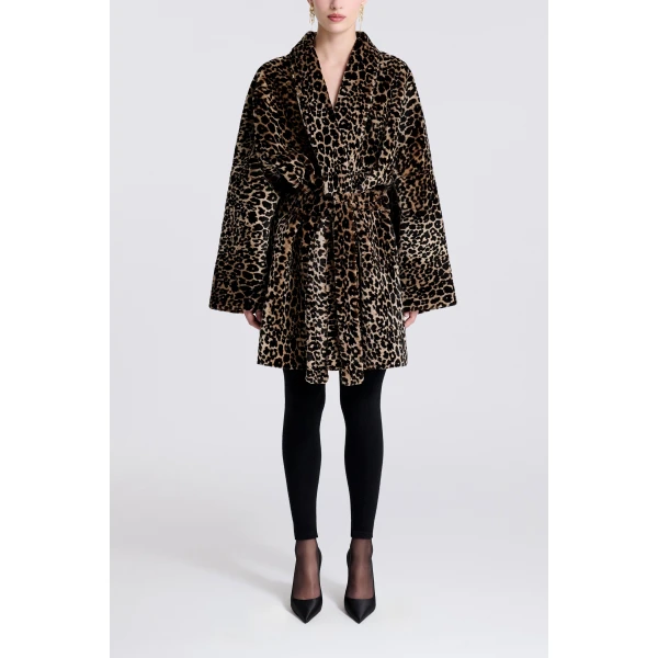 Nour Hammour Raquel in Plush Leopard Coat, view 2
