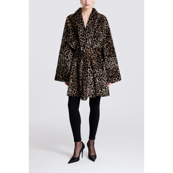 Nour Hammour Raquel in Plush Leopard Coat, view 3