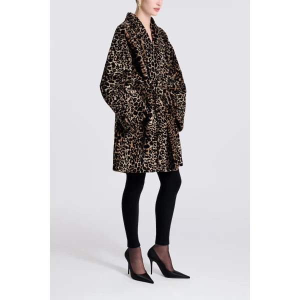 Nour Hammour Raquel in Plush Leopard Coat, view 4