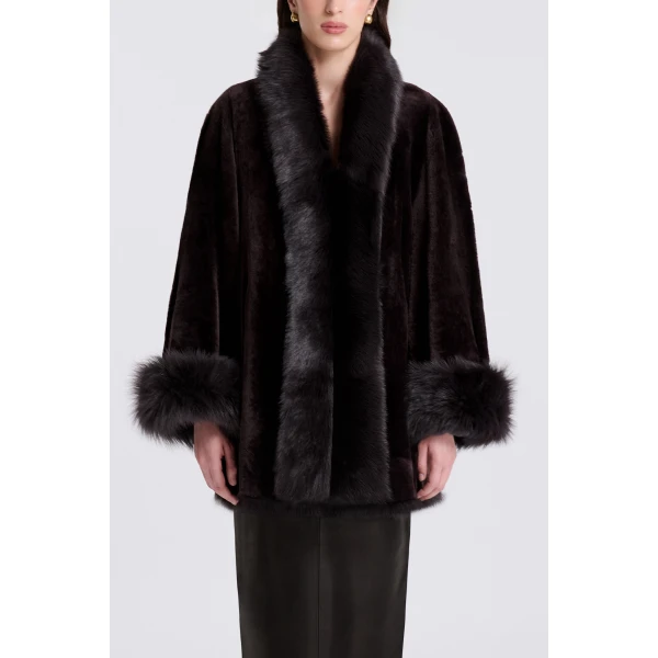 Nour Hammour Sima Midi in Rich Brown Coat, view 2