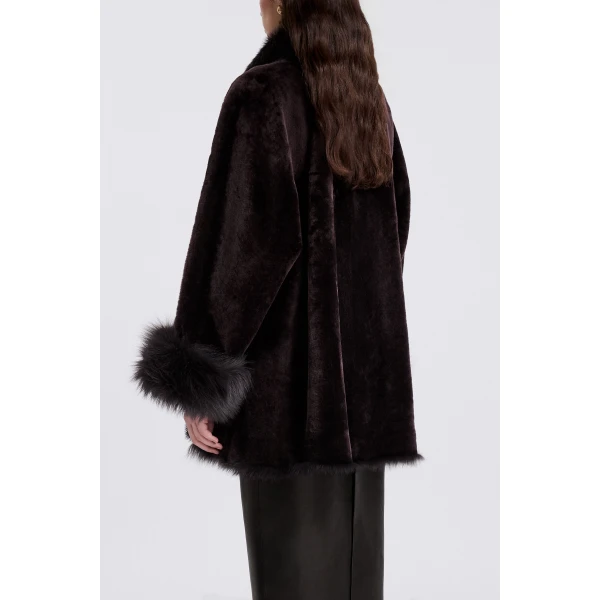 Nour Hammour Sima Midi in Rich Brown Coat, view 6