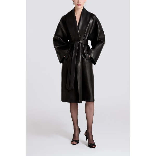 Nour Hammour Sylvie in Noir Classique Coat, view 3