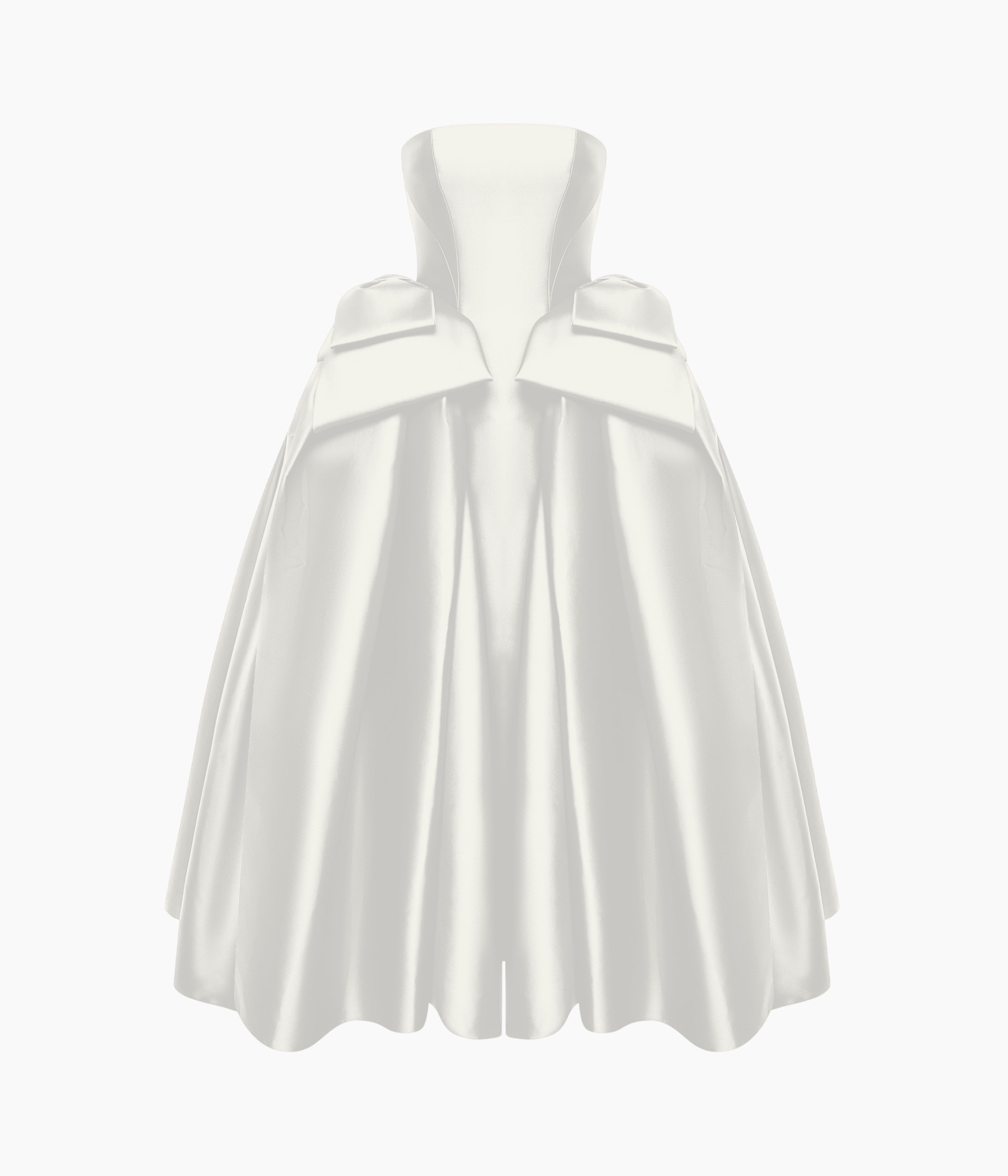 Satin Midi Dress with Sculptural Bow Details in White