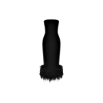 Rasario Corset crepe long midi dress with fringe in Black