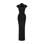 Rasario Crepe Midi Dress with a Corset Bodice and Lace-Up Detailing in Black