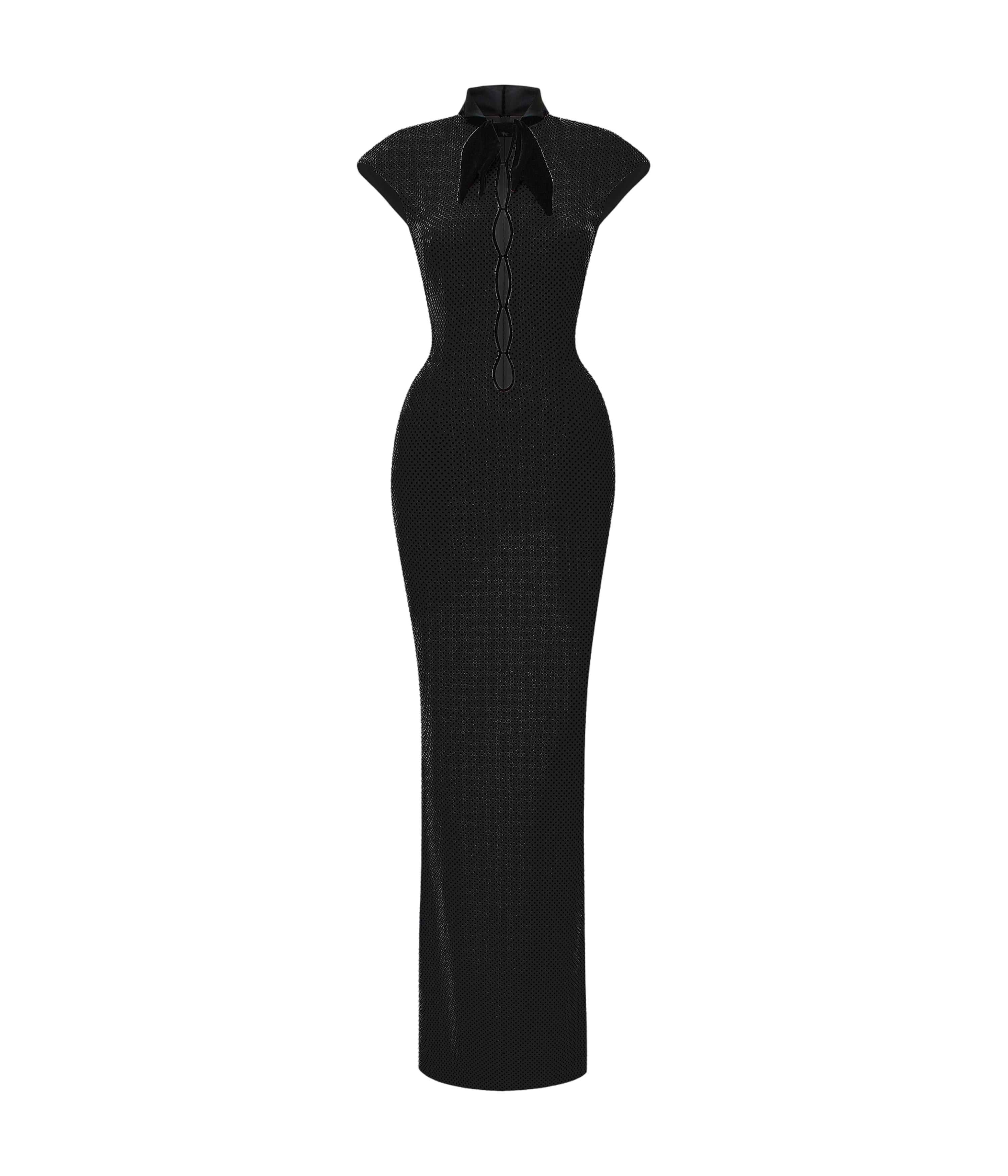 Rasario Crystal-Embellished Maxi Dress with Sculptural Pannier Panels in Black Rasario Crepe Midi Dress with a Corset Bodice and Lace-Up Detailing in Black
