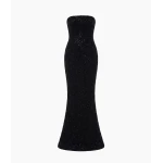 Rasario Sequin-Embroidered Bustier Maxi Dress in Black