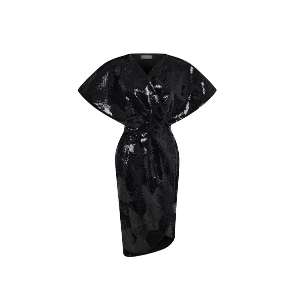 Rasario Sequin midi dress in Black