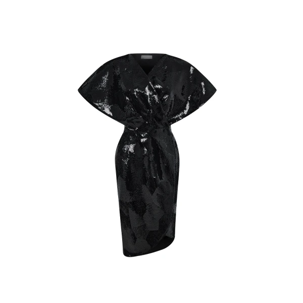 Rasario Sequin midi dress in Black