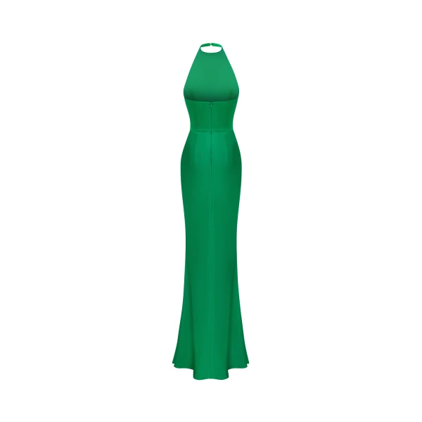 Rasario Viscose crepe maxi dress with train in Green, view 2
