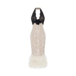 Rasario Lace midi dress with a flower in White and black