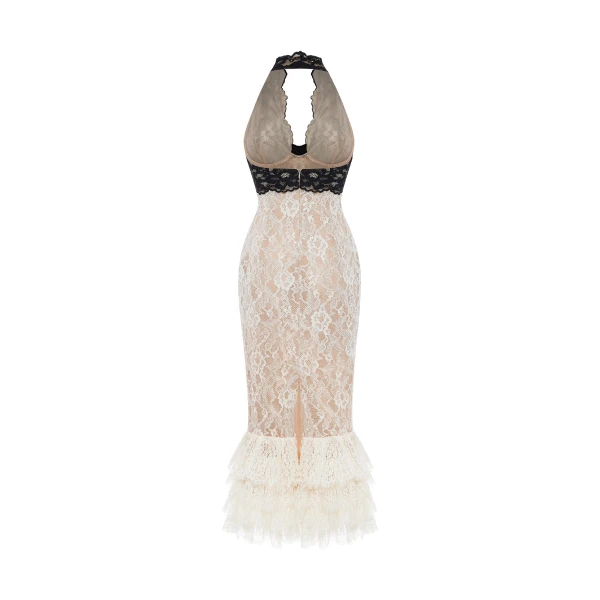 Rasario Lace midi dress with a flower in White and black, view 3