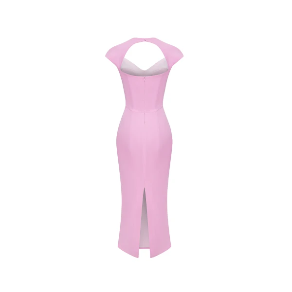 Rasario Viscose crepe midi dress in Light Pink, view 4
