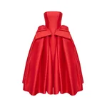 Rasario Satin Midi Dress with Sculptural Bow Details in Red