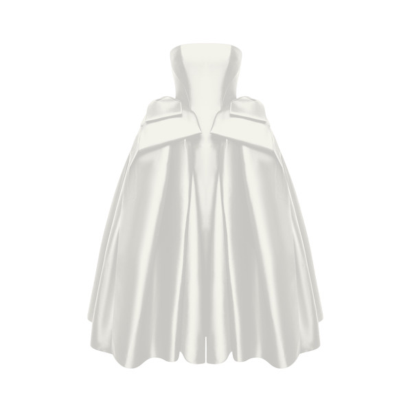 Rasario Satin Midi Dress with Sculptural Bow Details in White