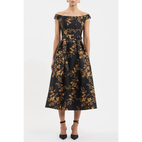 Rebecca Vallance Gilded Floral Midi Dress, view 2