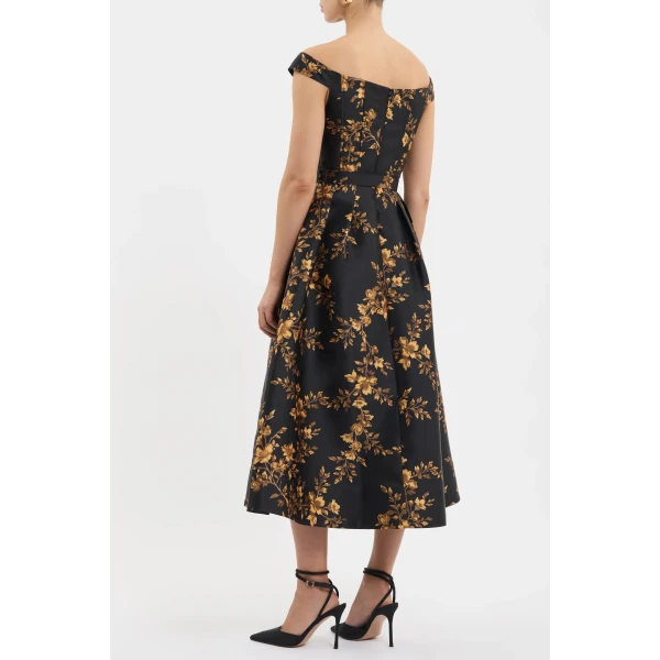 Rebecca Vallance Gilded Floral Midi Dress, view 4