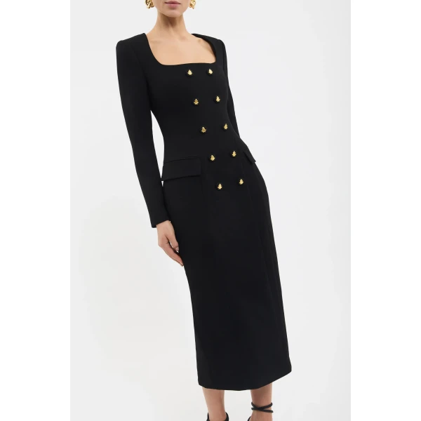 Rebecca Vallance Odilia Long Sleeve Midi Dress, view 5