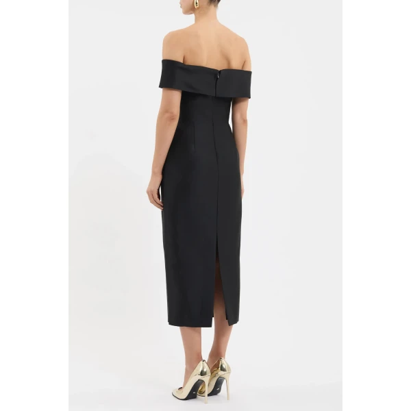 Rebecca Vallance Venus Midi Dress in Black, view 4