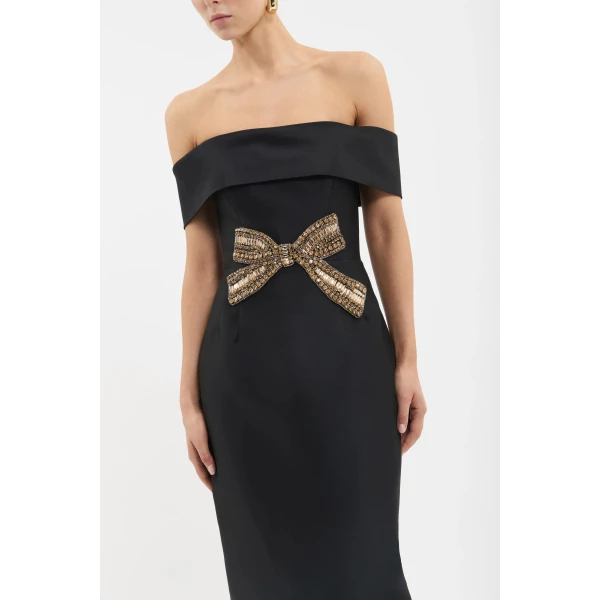 Rebecca Vallance Venus Midi Dress in Black, view 5