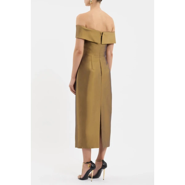 Rebecca Vallance Venus Midi Dress in Gold, view 4