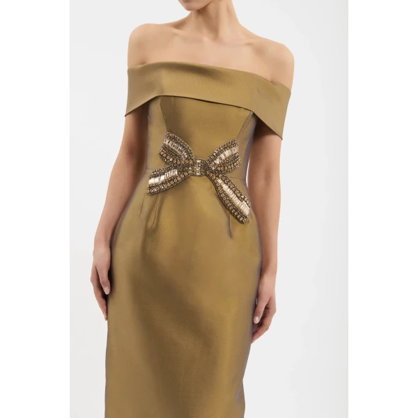 Rebecca Vallance Venus Midi Dress in Gold, view 5