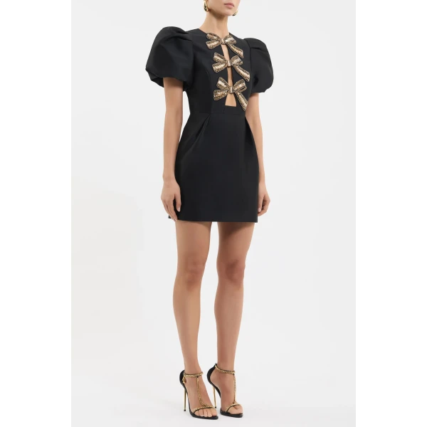 Rebecca Vallance Venus Mini Dress in Black, view 3