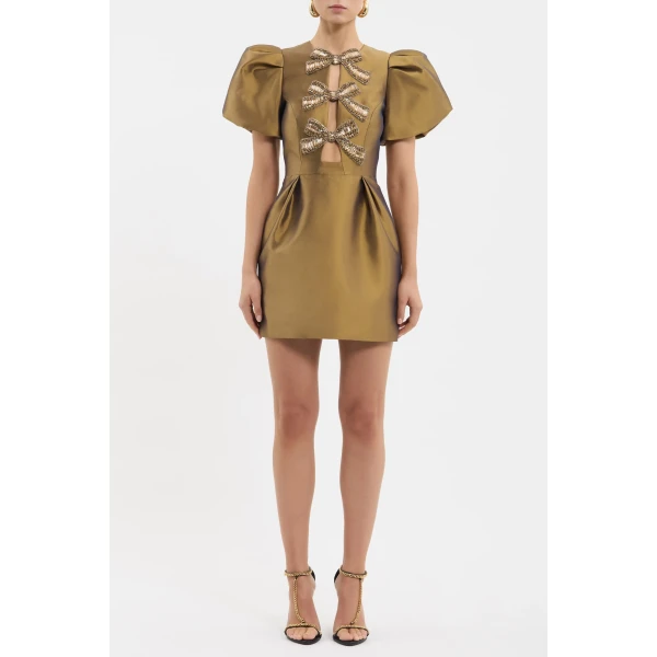 Rebecca Vallance Venus Mini Dress in Gold, view 2