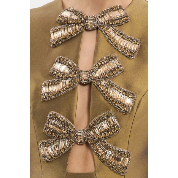 Rebecca Vallance Venus Mini Dress in Gold, view 6