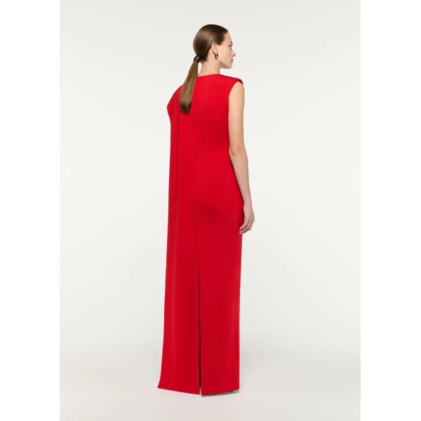 Roland Mouret Asymmetric Cape Gown in Red, view 3