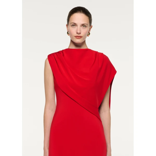 Roland Mouret Asymmetric Cape Gown in Red, view 4